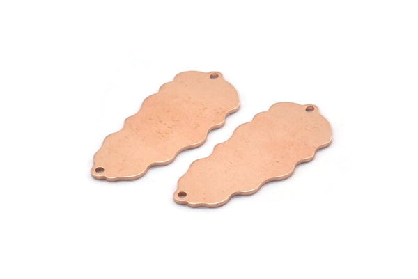 Copper Leaf Charm, 8 Raw Copper Leaf Charms With 2 Holes, Leaf Charm Earrings (30x13x0.80mm) M01706