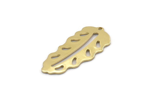 Brass Leaf Charm, 8 Raw Brass Leaf Charms With 1 Hole, Leaf Charm Earrings (30x13x0.80mm) M01754