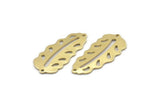 Brass Leaf Charm, 8 Raw Brass Leaf Charms With 2 Holes, Leaf Charm Earrings (30x13x0.80mm) M01751