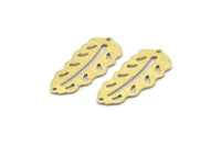 Pirinç Yaprak Tılsımı, 2 Delikli 8 Dokulu Ham Pirinç Yaprak Tılsımı, Yaprak Tılsımı Küpeleri (30x13x0,80 mm) M01818