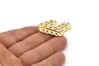 Brass Leaf Charm, 8 Textured Raw Brass Leaf Charms With 2 Holes, Leaf Charm Earrings (30x13x0.80mm) M01818