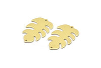 Brass Leaf Charm, 8 Raw Brass Leaf Charms With 2 Holes, Leaf Charm Earrings (30x20x0.80mm) M01732