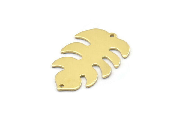 Brass Leaf Charm, 8 Raw Brass Leaf Charms With 2 Holes, Leaf Charm Earrings (30x20x0.80mm) M01732
