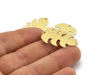 Brass Leaf Charm, 8 Raw Brass Leaf Charms With 2 Holes, Leaf Charm Earrings (30x20x0.80mm) M01732