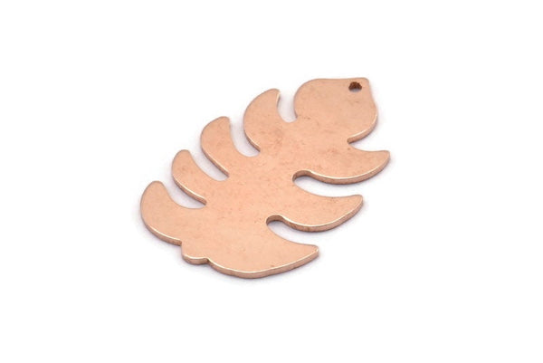 Bakır Yaprak Tılsımı, 1 Delikli 8 Ham Bakır Yaprak Tılsımı, Yaprak Tılsımı Küpeleri (30x20x0,80 mm) M01741