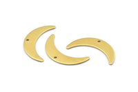 Brass Moon Charm, 12 Raw Brass Crescent Moon Charms With 1 Hole (30x7x0.80mm) A2124