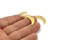 Brass Moon Charm, 12 Raw Brass Crescent Moon Charms With 1 Hole (30x7x0.80mm) A2124