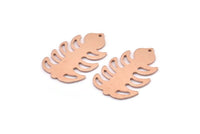 Bakır Yaprak Tılsımı, 1 Delikli 8 Ham Bakır Yaprak Tılsımı, Yaprak Tılsımı Küpeleri (30x20x0,80 mm) M01740