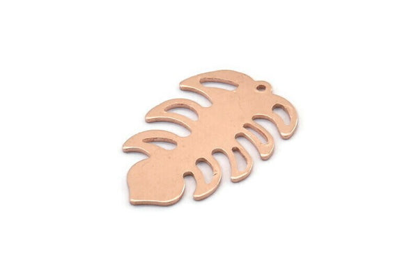 Bakır Yaprak Tılsımı, 1 Delikli 8 Ham Bakır Yaprak Tılsımı, Yaprak Tılsımı Küpeleri (30x20x0,80 mm) M01739