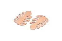 Bakır Yaprak Tılsımı, 1 Delikli 8 Ham Bakır Yaprak Tılsımı, Yaprak Tılsımı Küpeleri (30x20x0,80 mm) M01739