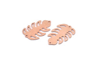 Bakır Yaprak Tılsımı, 2 Delikli 8 Ham Bakır Yaprak Tılsımı, Yaprak Tılsımı Küpeleri (30x20x0,80 mm) M01737