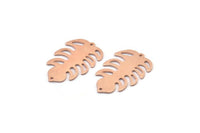 Bakır Yaprak Tılsımı, 2 Delikli 8 Ham Bakır Yaprak Tılsımı, Yaprak Tılsımı Küpeleri (30x20x0,80 mm) M01737
