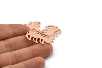 Bakır Yaprak Tılsımı, 2 Delikli 8 Ham Bakır Yaprak Tılsımı, Yaprak Tılsımı Küpeleri (30x20x0,80 mm) M01737