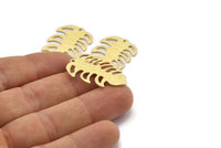 Pirinç Yaprak Tılsımı, 1 Delikli 8 Dokulu Ham Pirinç Yaprak Tılsımı, Yaprak Tılsımı Küpeleri (30x20x0,80 mm) M01782
