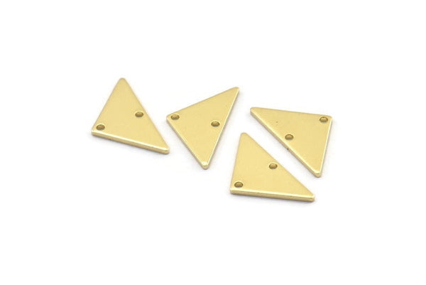 Brass Triangle Charm, 24 Raw Brass Triangle Charms With 2 Holes (19x10x1mm) M01794