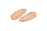 Bakır Yaprak Tılsımı, 2 Delikli 8 Ham Bakır Yaprak Tılsımı, Yaprak Tılsımı Küpeleri (30x13x0,80 mm) M01711