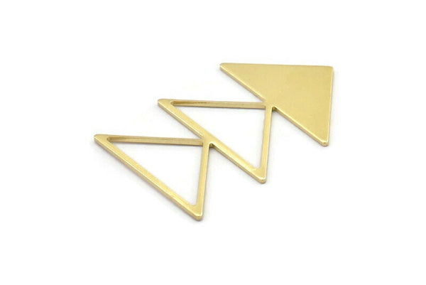 Brass Triangle Charm, 4 Raw Brass Triangle Blanks (45x30x1mm) M01800