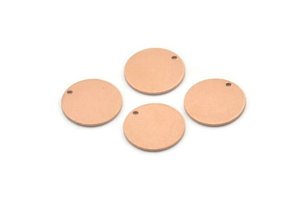 Bakır Yuvarlak Tılsım, 1 Delikli 24 Ham Bakır Pirinç Yuvarlak Tılsım, Bulgular (14x0,80 mm) M01604