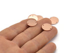 Copper Round Charm, 24 Raw Copper Brass Round Charms With 2 Holes, Findings (14x0.80mm) M01605
