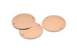 Copper Round Charm, 4 Raw Copper Round Charms With 2 Holes, Stamping Blanks (30x0.80mm) M01600