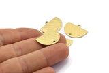 Semi Circle Charm, 10 Textured Raw Brass Half Moon Charms With 1 Loop And 1 Hole, Stamping Blank (22x17x0.70mm) M01443