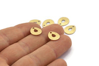 Brass Drop Charm, 12 Textured Raw Brass Drop Charms With 1 Hole, Stamping Blanks (12x0.70mm) M01596