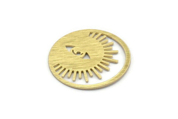 Brass Eye Charm, 4 Textured Raw Brass Eye Charms (30x0.80mm) M01555