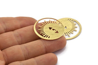 Brass Eye Charm, 4 Textured Raw Brass Eye Charms (30x0.80mm) M01555