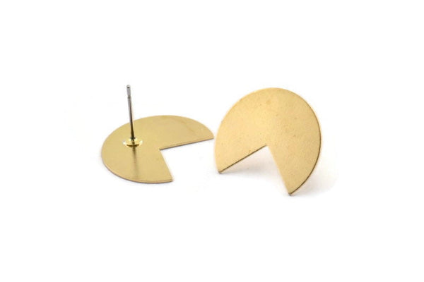 Brass Geometric Earring, 8 Raw Brass Pizza Slice Stud Earrings (20x17x0.50mm) D1089 A1826