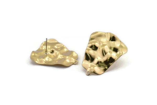 Brass Trapezoid Earring, 4 Raw Brass Trapezoid Stud Earrings With 1 Loop, Findings (33x27x0.60mm) D0757 A1844