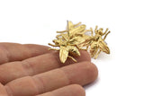 Brass Bug Earring, 2 Raw Brass Bug Fly Insect Stud Earrings (27x26x4mm) U134 A1797