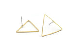 Brass Triangle Earring, 10 Raw Brass Triangle Stud Earrings (24x24x24mm) BS 1125 A2139