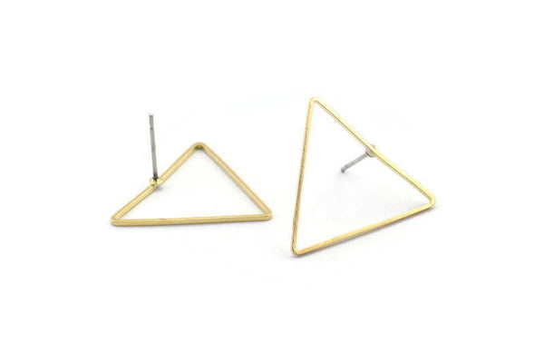 Pirinç Üçgen Küpe, 10 Ham Pirinç Üçgen Küpe (24x24x24mm) BS 1125 A2139