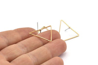 Brass Triangle Earring, 10 Raw Brass Triangle Stud Earrings (24x24x24mm) BS 1125 A2139