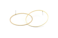 Brass Circle Earring, 8 Raw Brass Circle Stud Earrings (50x0.8mm) Bs-1111 A1745
