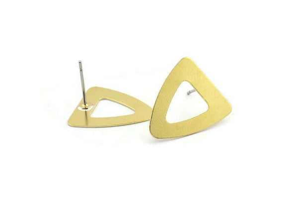 Brass Triangle Earring, 10 Raw Brass Triangle Stud Earrings (18x16mm) N0667 A2138