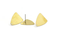Brass Triangle Earring, 12 Raw Brass Triangle Stud Earrings With 1 Hole (18x16mm) N0670 A2141