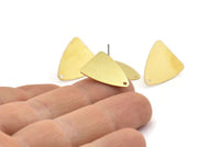 Brass Triangle Earring, 12 Raw Brass Triangle Stud Earrings With 1 Hole (18x16mm) N0670 A2141