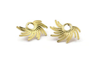 Brass Sun Earring, 4 Raw Brass Sunshine Stud Earrings (30x21mm) N0783 A2151