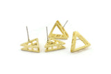 Brass Triangle Earring, 6 Raw Brass Triangle Stud Earrings (14x4mm) N0764 A2148