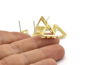 Brass Triangle Earring, 6 Raw Brass Triangle Stud Earrings (14x4mm) N0764 A2148