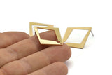 Brass Diamond Earring, 10 Raw Brass Diamond Stud Earrings With 1 Hole (29x25x0.80mm) D1040 A2146