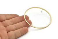 Brass Circle Earring, 6 Textured Raw Brass Circle Stud Earrings (61x2x2mm) D1478 A2147