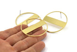 Brass Round Earring, 2 Raw Brass Round Stud Earrings (43x0.90mm) M657 A2160