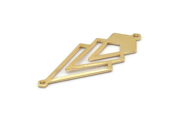 Gold Triangle Charm, 2 Gold Plated Brass Diamond Charms With 2 Loops (51x22x1mm) M01152 Q1050
