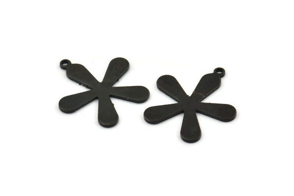 Black Leaf Charm, 8 Oxidized Black Brass Leaf Charms With 1 Loop, Pendants, Findings (24x21x1mm) D1049 S1116