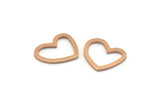 Rose Gold Heart Charm, 8 Rose Gold Plated Brass Heart Connectors, Findings (16x14x1mm) M686 Q0295