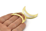 Brass Moon Earring, 6 Raw Brass Crescent Moon Stud Earrings (44x14x0.80mm) A1392 A1836