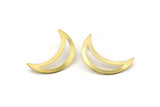 Brass Moon Earring, 6 Raw Brass Crescent Moon Stud Earrings (44x14x0.80mm) A1392 A1836