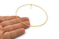 Brass Circle Earring, 6 Raw Brass Circle Stud Earrings (75x1x1mm) BS 1102 A1756